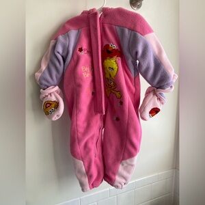 18 month Sesame Street Elmo and Abby Warm Winter Jumpsuit & attached mittens